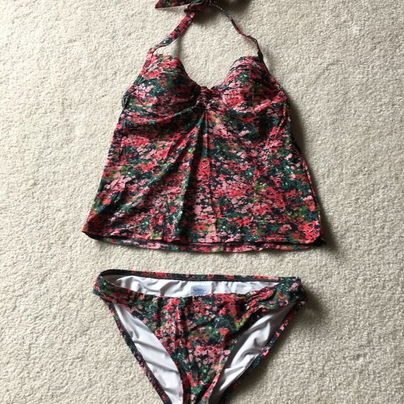 Lands' End 🏖Tankini Pushup Bra 🌊Swim Suit Beach beach👙☀️ Size 2 (XS) Halter - Picture 4 of 8